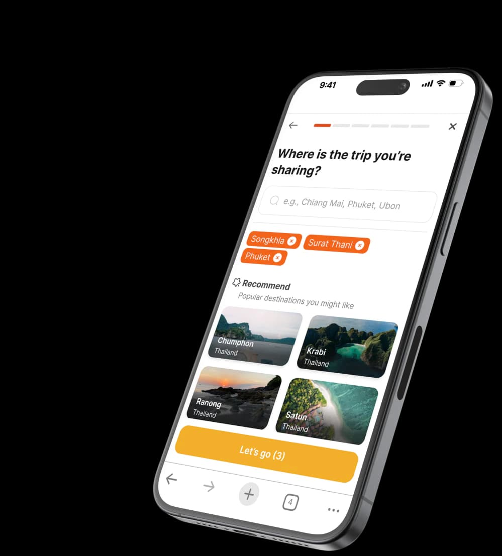 Mooz trip creator shown on a mobile phone